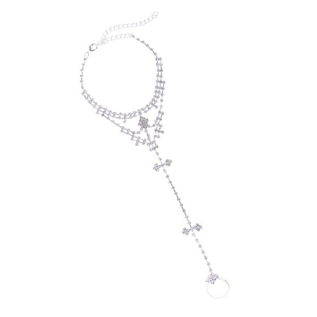 Cristal brillante Diamante de imitación Tobillera nupcial del del pie Playa Joyería de cadena de piezaza jinwen Tobilleras de novia de boda