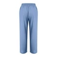 thumbnail image 4 of VEKDONE Womens Casual Linen High Waist Pants Drawstring Loose Fit Summer Pants Trousers with Side Pockets Sky Blue XXXL, 4 of 5