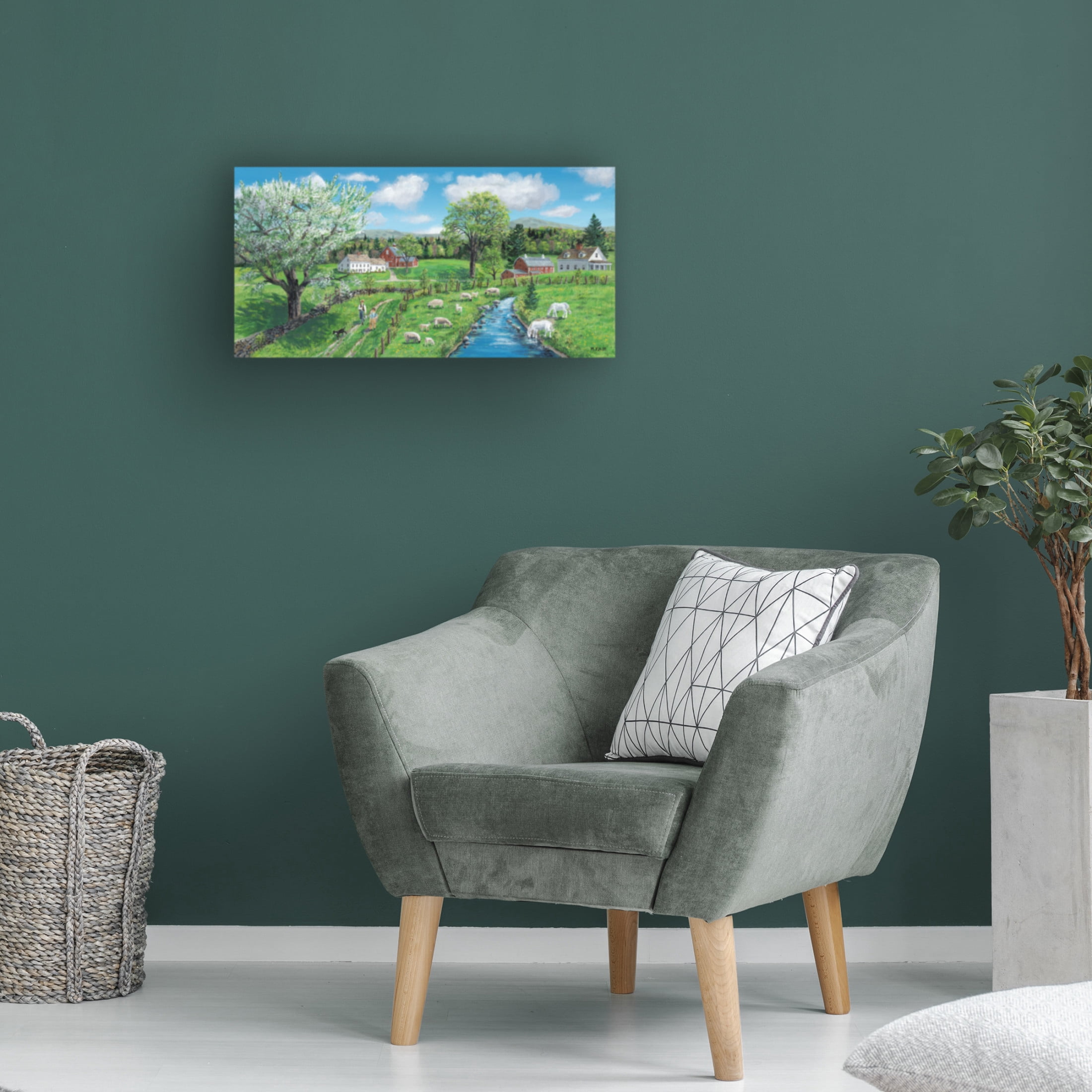 Canvas Wall Art - Bob Fair 'Fields and Stream' Wall Art for Living Room, Bedroom, or Office Décor by Trademark Fine Art - 47 x 24 Inches