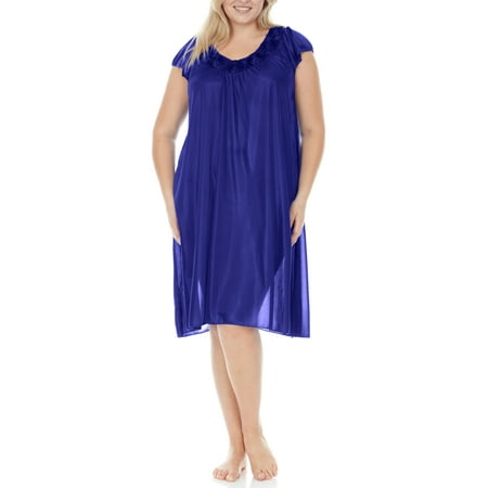 

EZI Nightgowns for Women - Soft & Breathable Satin Night Gowns for Adult Women - Medium to Plus Size Womens Sleep Shirts - Knee-Length Nightgown