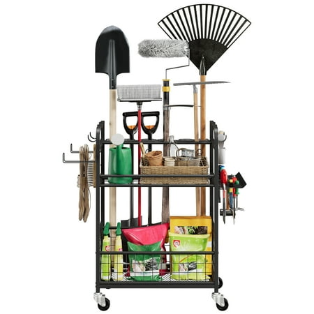 

Amyove Garage Tool Storage Rack Garden Tool Organizer Utility Rack Holds Yard Tools Wheeled for Garage Shed Outdoor Garden Tool Stand