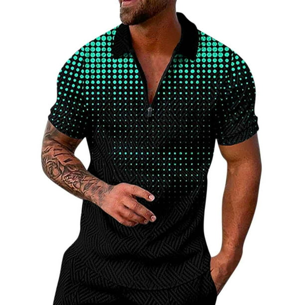 Gibobby Camisas Tipo Polo para Hombre Polo de piqué de algodón elástico de Manga Corta para Hombre(Verde,XG)