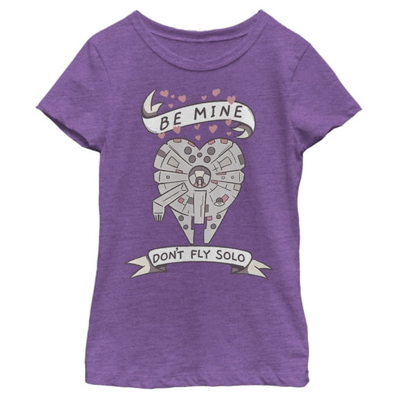 Girl's Star Wars Valentine Don't Fly Solo  Graphic Tee Purple Berry Small