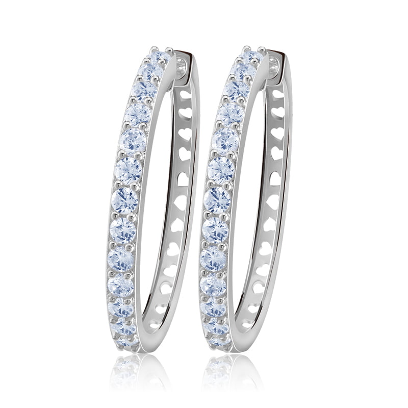 Hoop Earrings White Gold Plated Clear Cubic Zirconia Womens Ginger Lyne