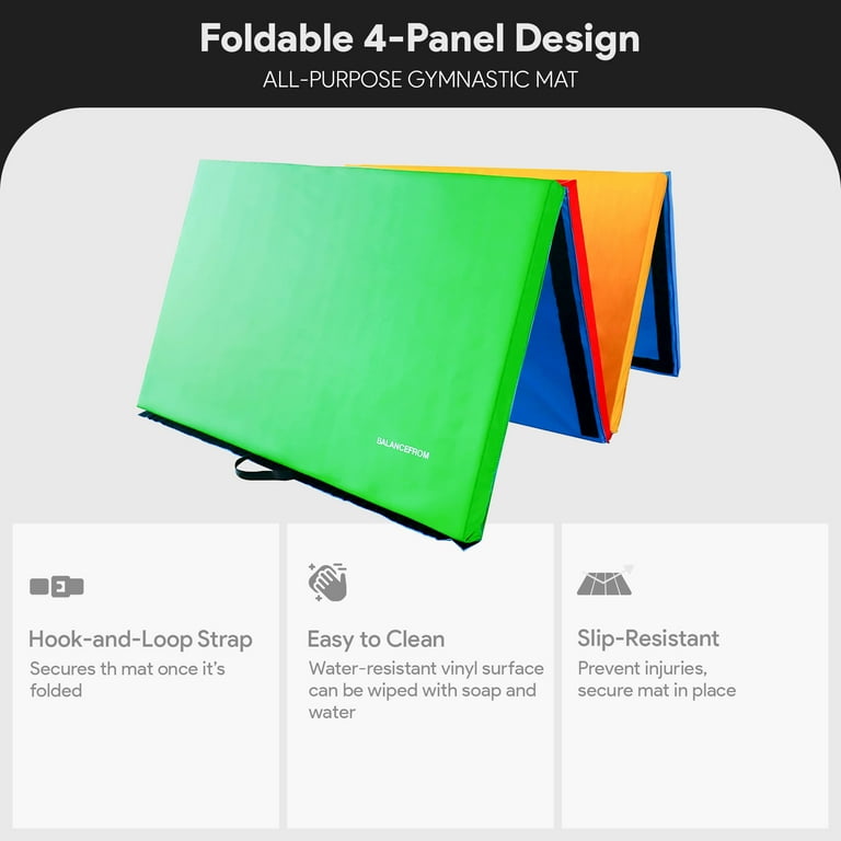 BalanceFrom 10ft x 4ft x 2in 4-Panel Folding Gymnastics Mat