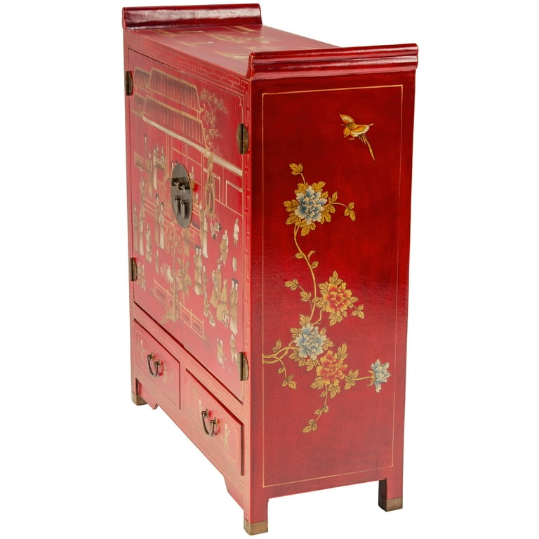 Oriental Furniture Red Lacquer Altar Cabinet - Courtyard - Walmart.com