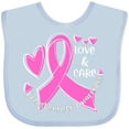 thumbnail image 3 of Inktastic Love, Care, Cure Breast Cancer Awareness Pink Ribbon Boys or Girls Baby Bib, 3 of 4