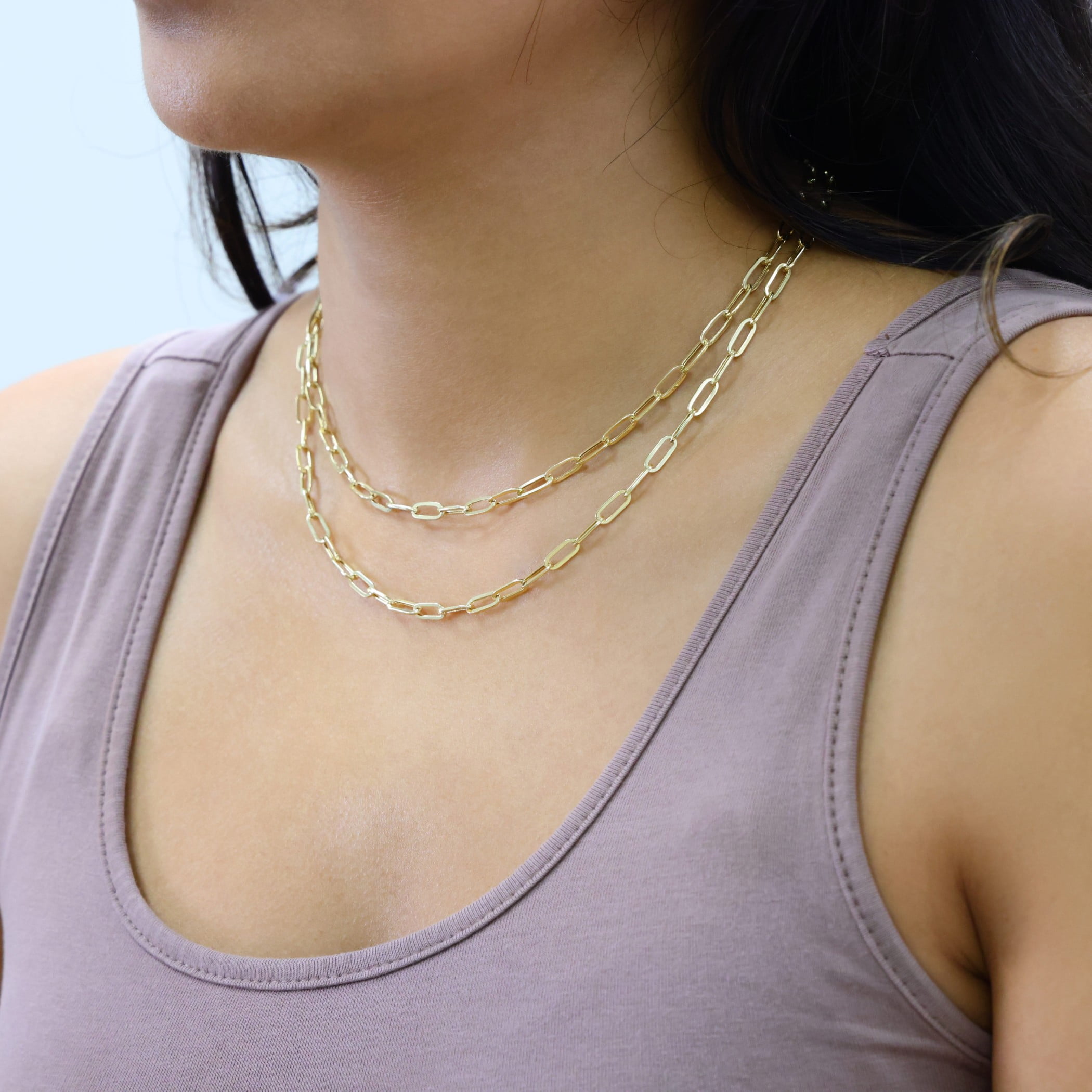Nuragold 14k Real Yellow Gold Paperclip 4mm Elongated Cable Link Necklace (16"-24") Dainty Italian Jewelry for Men & Women