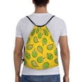 thumbnail image 2 of Drawstring Backpack - Cute Durian Starry Sky Yellow Splash Proof Small Drawstring Gym Bag for Women Men, Cinch Sports String Bag Backpack for Travel Swimming Beach, 2 of 8