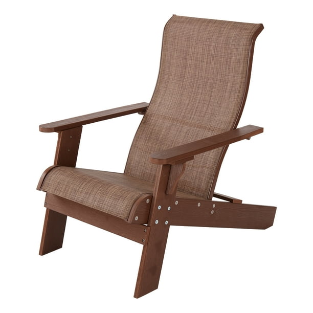 Mainstays Terra Bella Sling and Faux Wood Adirondack Chair, Brown