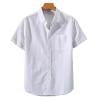 thumbnail image 2 of zbxnLI S-5XL Cotton Linen Shirt for Mens Button down Top with Pockets Comfy Short Sleeve Solid Color Shirts Top, 2 of 2