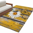 thumbnail image 2 of Area Rug 48×72in, Farmhouse Daisy Green Flowers Floor Carpet Living Room Rug, Retro Wooden Grain Non-Slip Welcome Mat Indoor Rugs for Bedroom Dining Room, 2 of 9