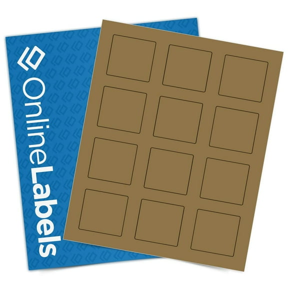 2 x 2 Brown Kraft Square Labels - Inkjet/Laser Printer - Online Labels (100 Sheet Pack)