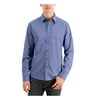 MICHAEL KORS Mens Blue Printed Collared Slim Fit Dress Shirt XL