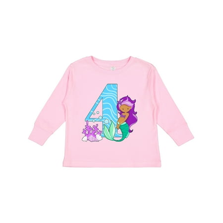 

Inktastic Fourth Birthday Mermaid Gift Toddler Toddler Girl Long Sleeve T-Shirt