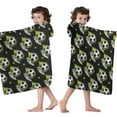 thumbnail image 4 of Black Soccer Balls with Green Elements Pattern Hooded Bath Towel，50"x30" for Ages 3 To 12 Kids, Quick Dry Lightweight Soft Microfiber Hood Beach Towel Cover Up for Kids, 4 of 7
