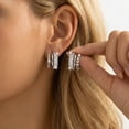 thumbnail image 2 of NICKSUN 3-in-1 Stackable Hoop Earrings, Sparkling Square Cubic Zirconia Irregular Geometric Luxury Hoop Ear Jewelry, 2 of 9