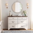 thumbnail image 3 of WAMPAT Commode Rustique Blanche à 6 Tiroirs avec Meuble Télé - Grand Coffre pour Chambre, Salon et Couloir, 3 of 7