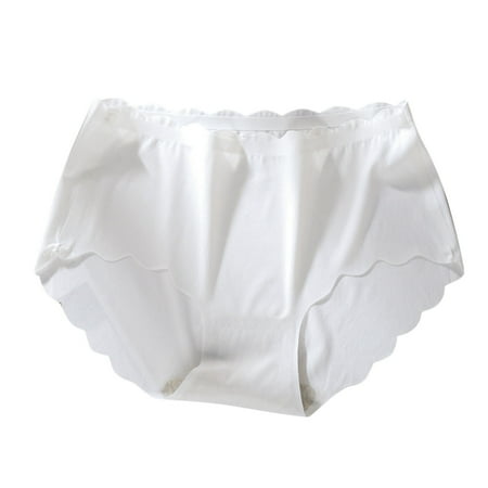 LARUYEKO Women Sexy Solid Color Triangle Ice Silk Seamless Mid Waist Breathable Panties Women s Cotton Underwear High Waisted Ladies Full Coverage Panties High-Cut Stretch Cool Underwear