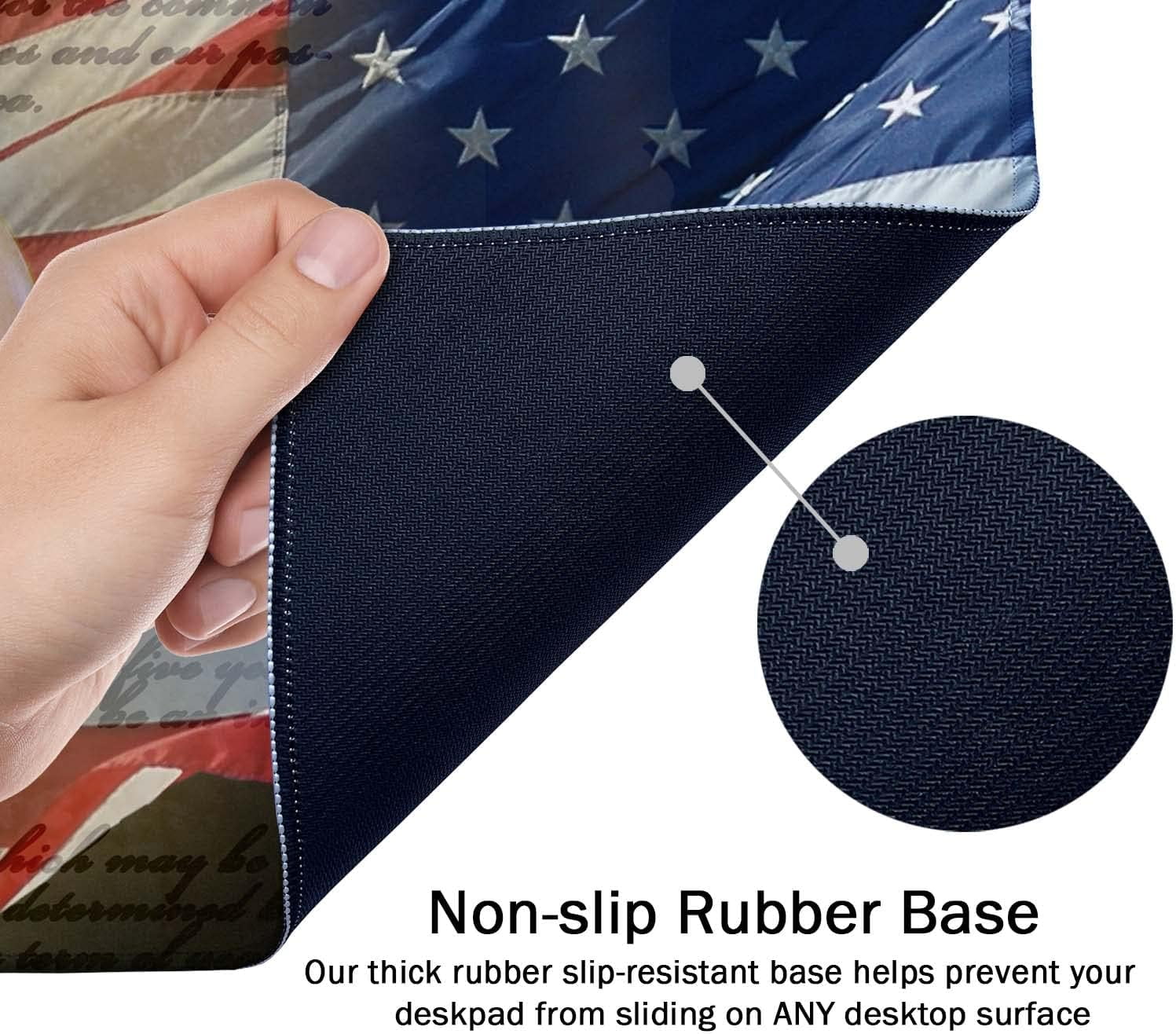 Bald Eagle on American Flag Mouse Pad 35.4 x 15.7 Inch XXL Full Desk Mousepad Extended Large Non-Slip Rubber Base Waterproof Big Keyboard Mat with Stitched Edges for Gaming and Office