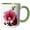 Green/White, variant on 3drose, Heavenly Pink Hollyhock Malva Flower Floral Painting, 11oz Two-tone Black Mug