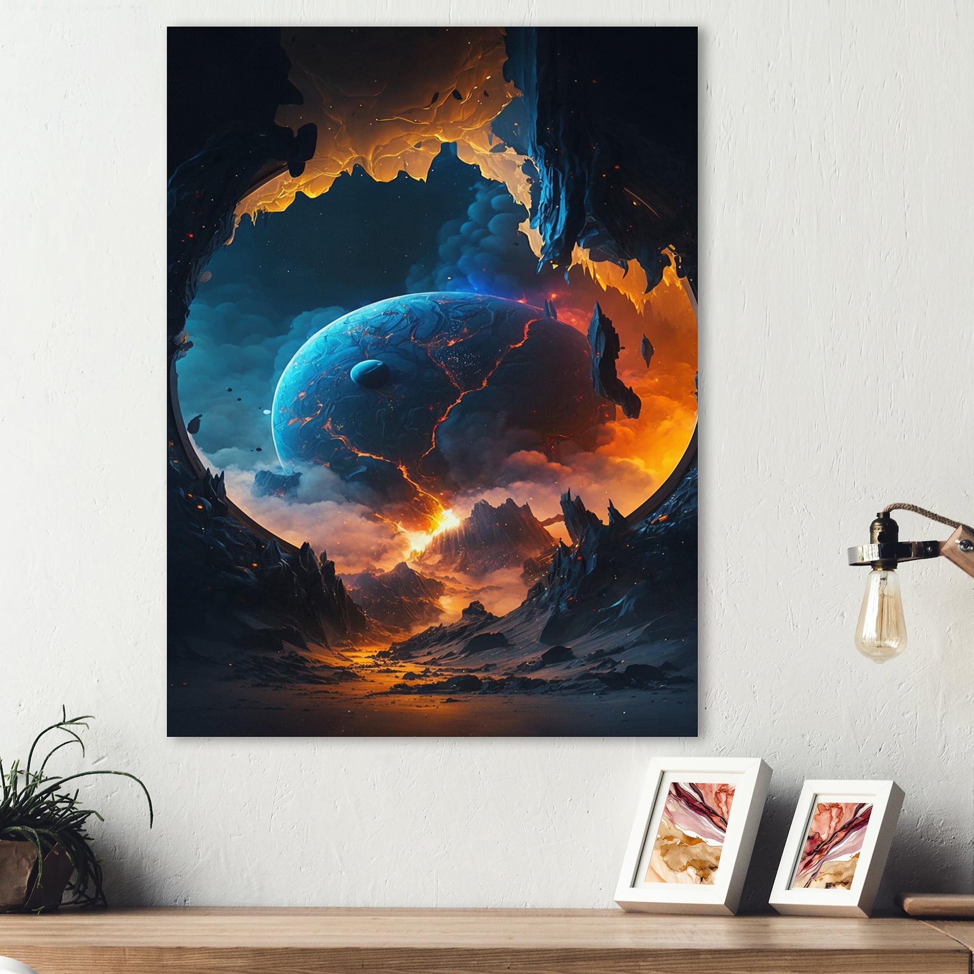 Designart Deep Space Planet Fusion I Canvas Wall Art