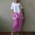 thumbnail image 2 of Womens Loungewear Two Piece Casual Linen Short Sleeve Tops with Two Pockets Cropped Wide Leg Pants Pajamas Sets, 2 of 7