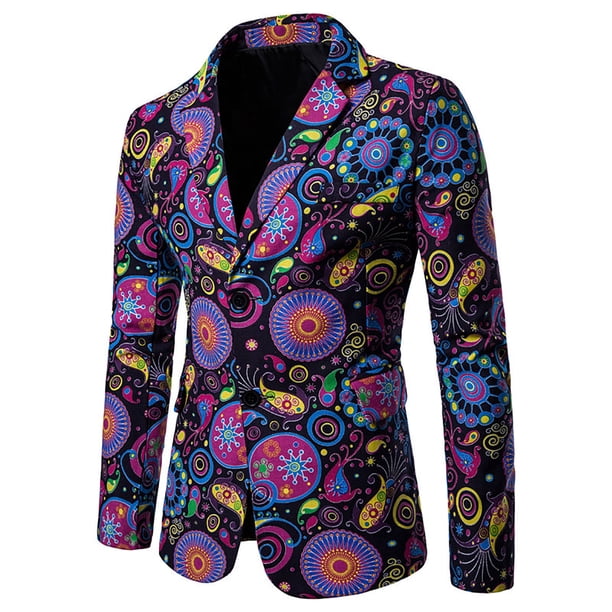 Chaqueta de traje delgada con estampado de estilo étnico informal de moda de otoño e invierno para hombre Pompotops oipoqjl12061