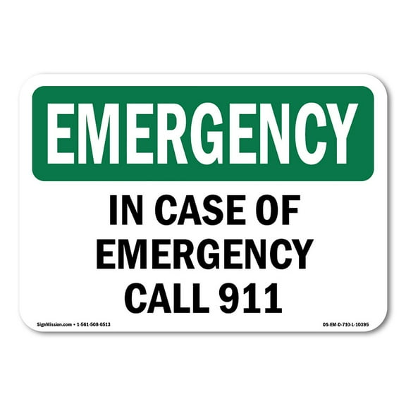 OSHA EMERGENCY Sign - In Case Of Call 911 | Aluminum Sign | Protect Your Business, Construction Site, Warehouse & Shop Area | Made in the USA