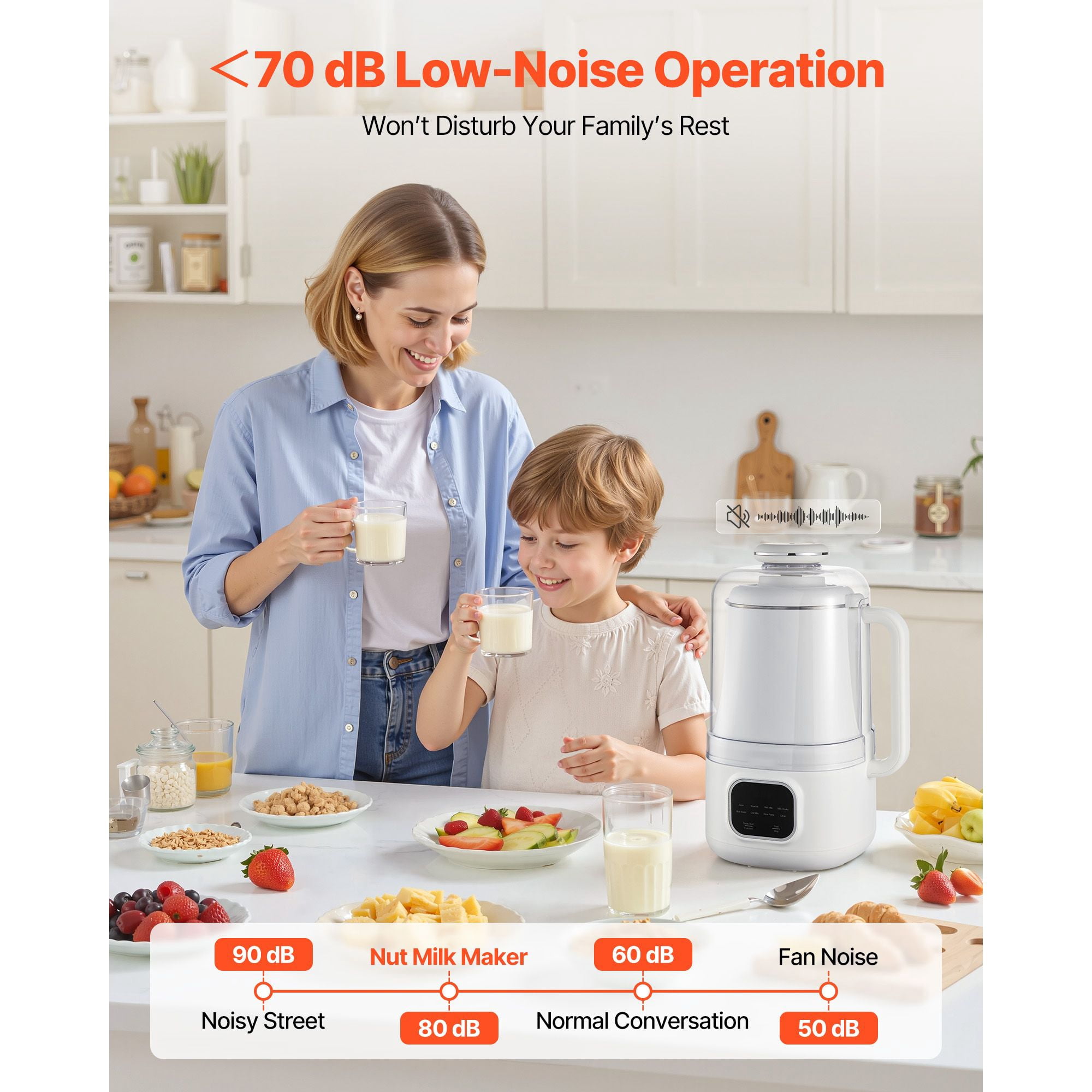 8-in-1 Nut Milk Maker Machine, 34oz Large Capacity, 10 Stainless Steel Blades, Self-Cleaning, Low Noise below 70dB, 12H Preset for Soy Milk Smoothie