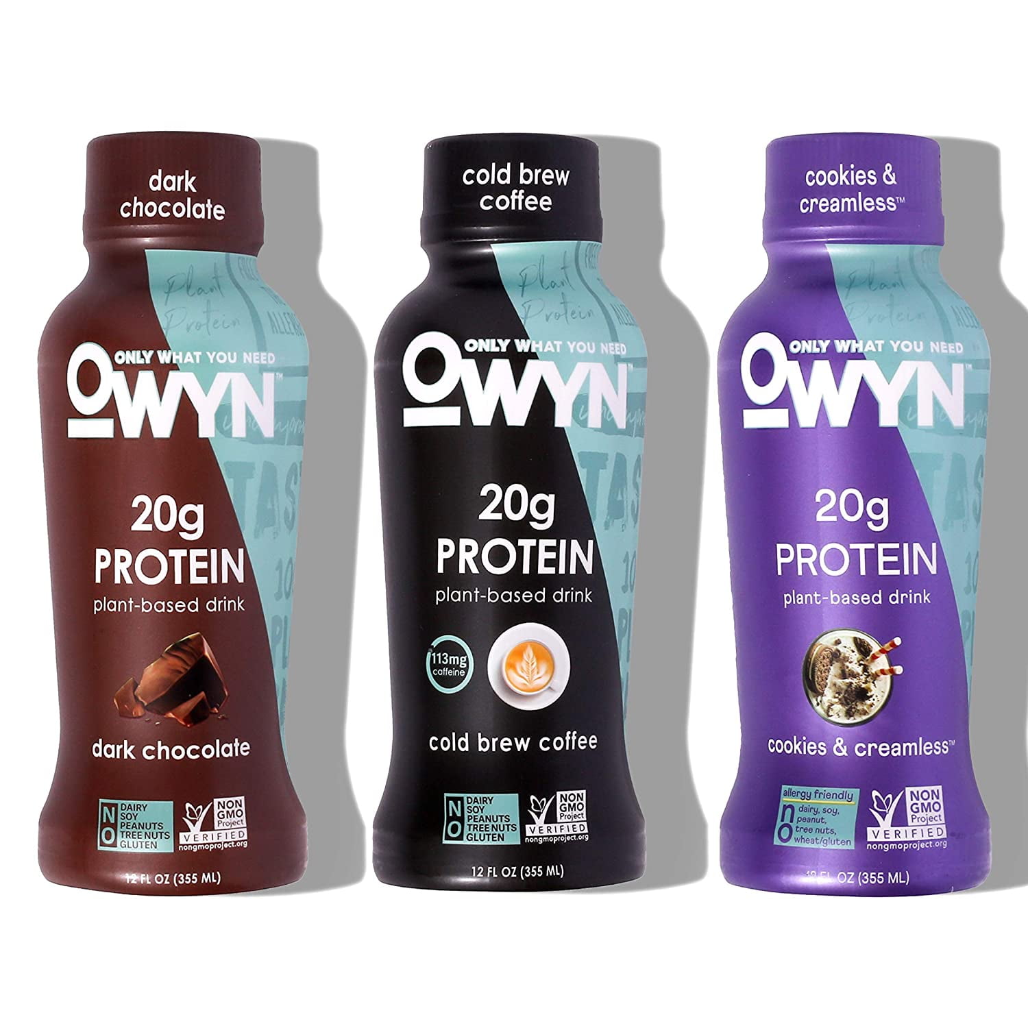 OWYN Plant Based Nutrition Drink, Variety Pack, 20g Protein, 12 oz, 24
