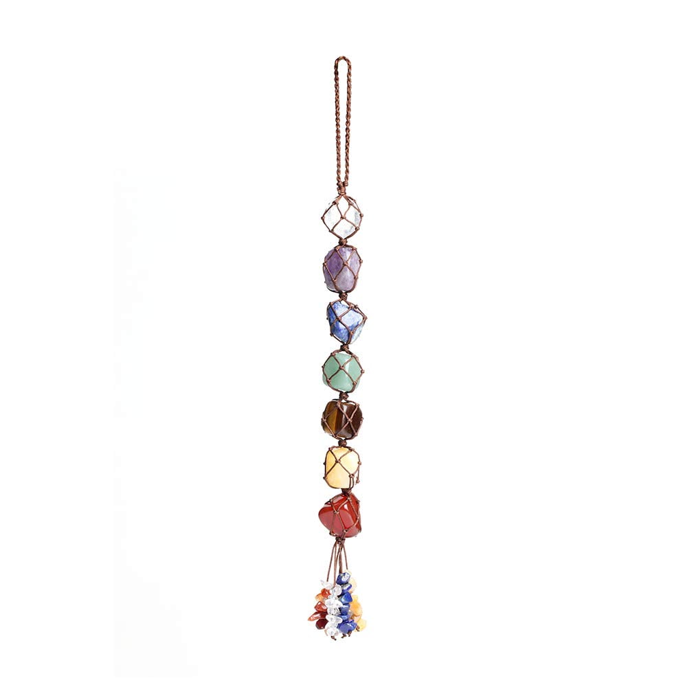 Healing Crystal Wind Chimes Decoration for Outdoor Indoor Yoga 7 Chakra Tree of Life Decorative Hanging Ornament for Home Office