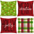thumbnail image 1 of Fundas de Almohada Feivando Navidad 45x45cm Cuadro Rojo y Verde, 1 of 7