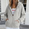 thumbnail image 2 of Gkeoshab Tops for Women Solid Cotton Full Zip Up Oversized Hooded Sweatshirt Jacket Adjustable Drawstring Loose Long Sleeve Casual Outerwear With Convenient Side Pockets, 2 of 5
