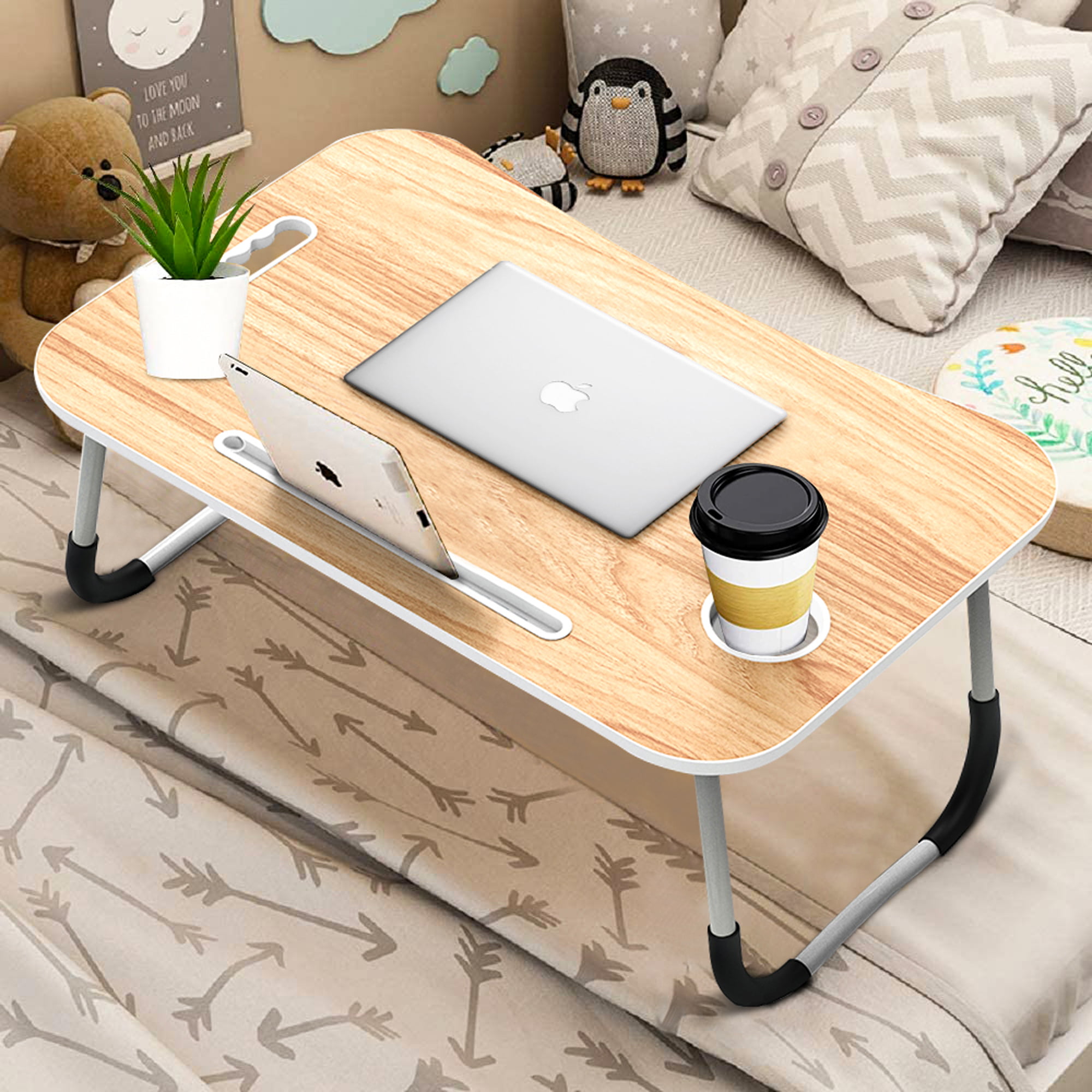 New Portable Wood Folding Desk Table For Laptop/ Breakfast Bed Serving
