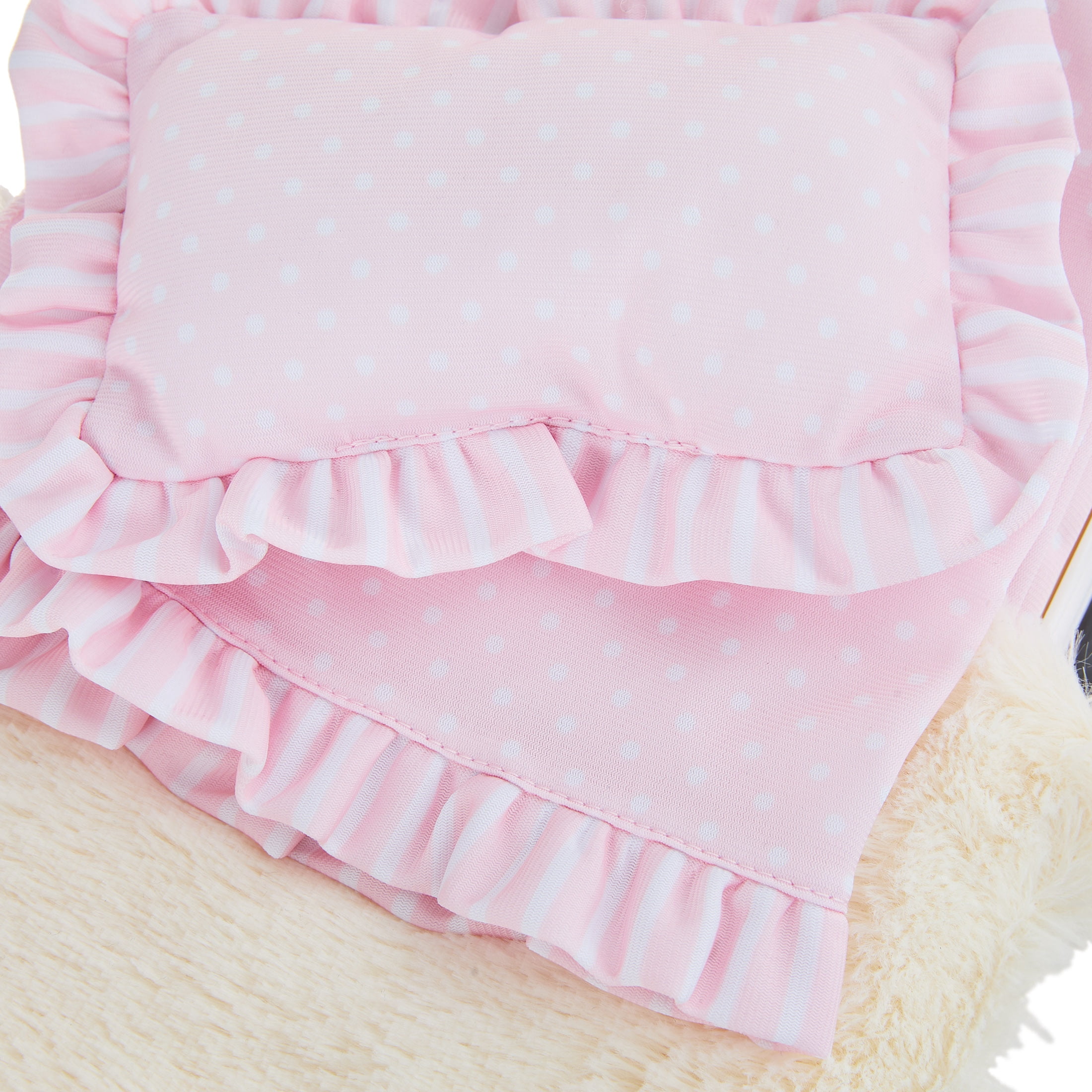 My Life As 18-Inch Doll Bed with Pink Bedding, Pillow, Faux Fur Throw & Storage Drawer, 7 Pieces