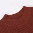 thumbnail image 3 of Pull Sans Manches à Col Montant pour Femmes, Pull Côtelé d'Été Marron 2TG, 3 of 7