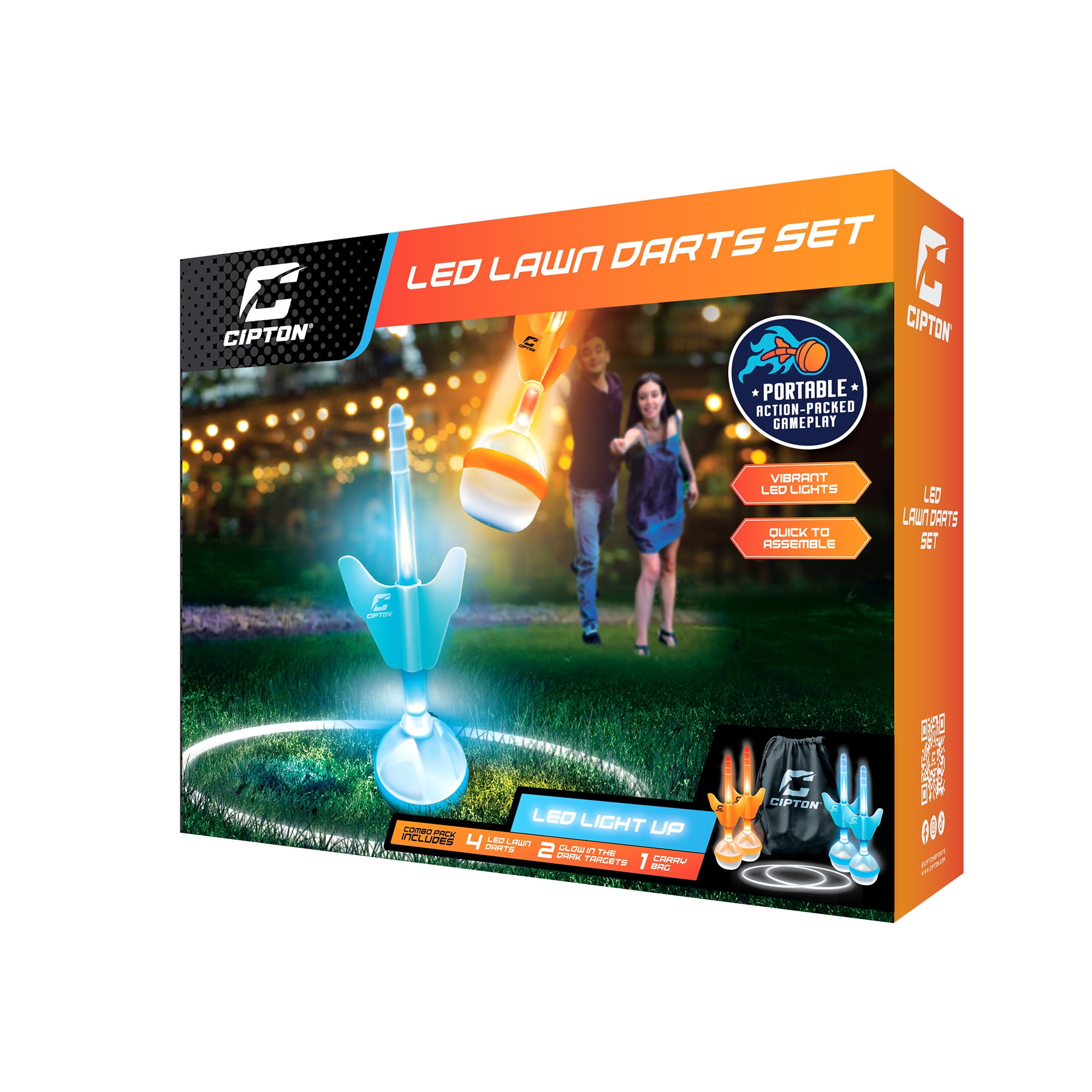 CIPTON LED Lawn Darts, 4 Blue/Orange LED Darts