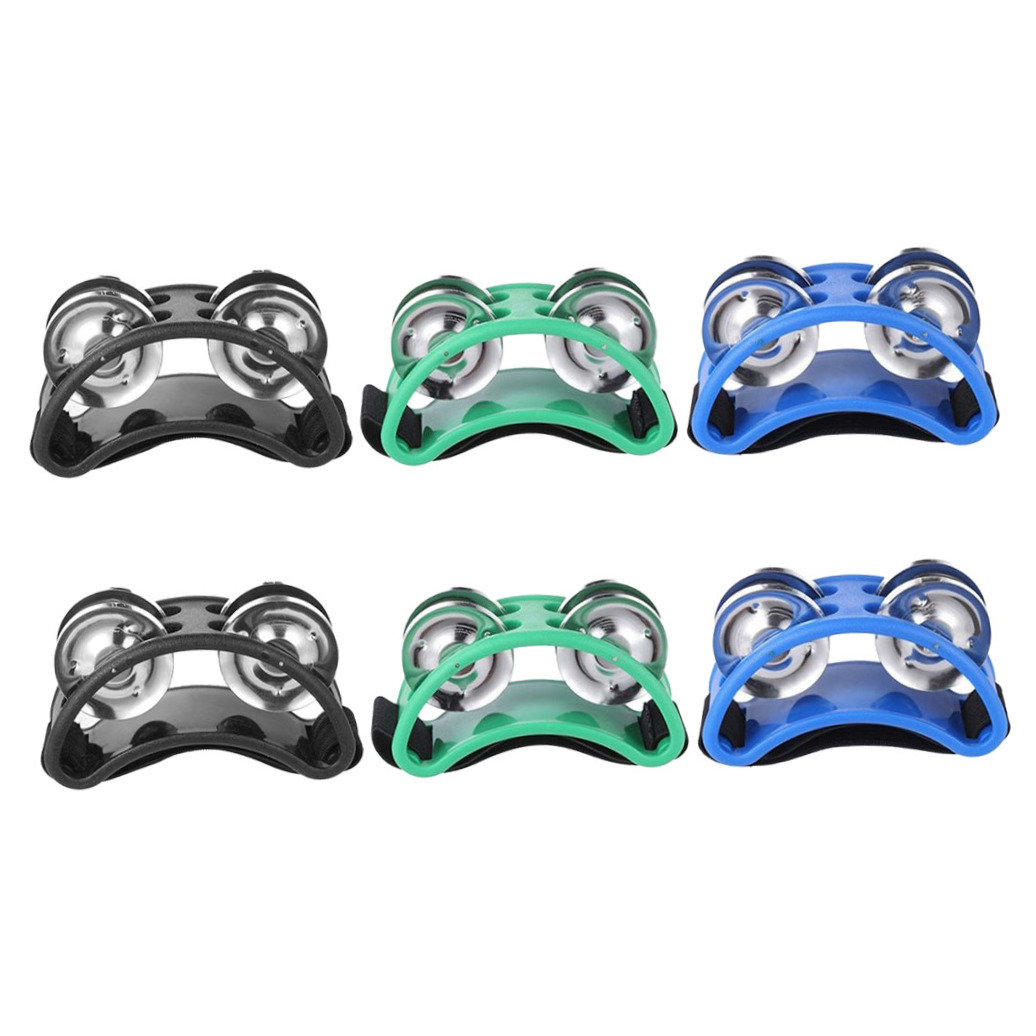 ELAYARD 3Pairs Musical Foot Tambourines Ergonomic Design Assorted Colors for Performance Use
