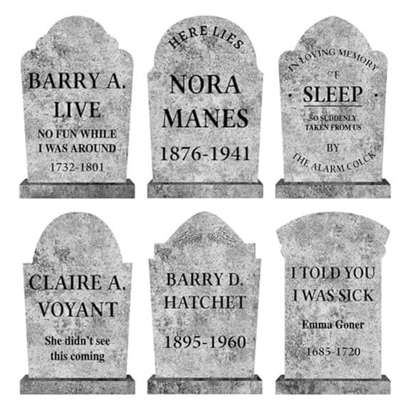 6-Pack Realistic Horror Rip Tombstone Courtyard Ground Insert Cards, 3D Skeleton Clutching Monument With Weathered Stone Texture & Led Cold Light, Triangular Metal Stake For Quick