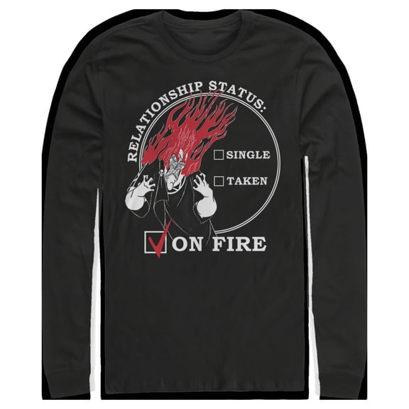 Men's Hercules Hades Valentine's Day Status, ON FIRE!  Long Sleeve Shirt Black Medium