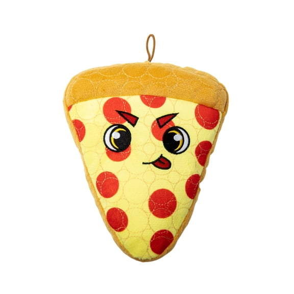 Bite Force Squeezy Durable Plush Dog Toy, Pizza
