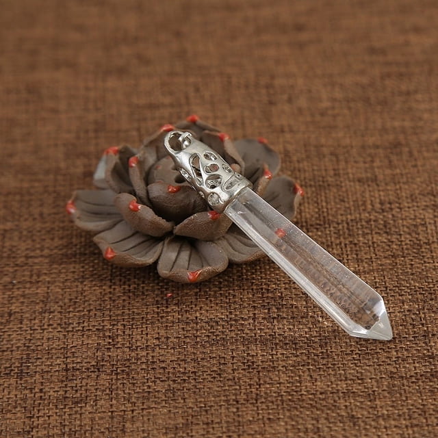 Nvzi Colgante de collar hecho a mano, colgante de pilar hexagonal de piedra natural, colgante de collar y pendiente (transparente)
