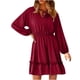 thumbnail image 1 of Vestido de mujer de color sólido sexy con mangas abullonadas y escote en V para primavera y otoño Fridja  NMB4465, 1 of 9