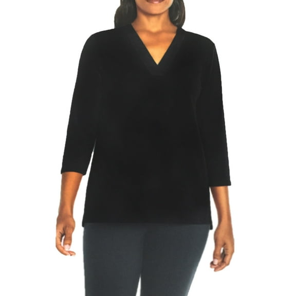 Banana Republic Women's V-Neck 3/4 Sleeve Blouse Top, (Black/Small)