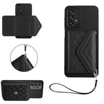 Allytech Galaxy A53 5G Wallet Case with Hand Wrist, Luxury PU Leather Shockproof RFID Blocking Cards Slots Stand Magnetic Closure Phone Case Cover for Samsung Galaxy A53 5G, Black