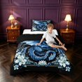 thumbnail image 4 of Manfei Blue Dragon Animals Twin Comforter Sets,Gothic Floral Wildlife Bedding Set,Black Reversible,2-Piece,1 Comforter and 1 Pillowcase, 4 of 7