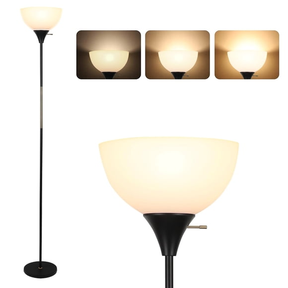 Lampe sur Pied, Lampe sur Pied à Intensité Réglable, Lampe sur Pied à DEL à 3 Niveaux de Luminosité avec Interrupteur Rotatif, Lampes sur Pied Modernes Industrielles avec Abat-Jour, Grandes Lampes pour Li