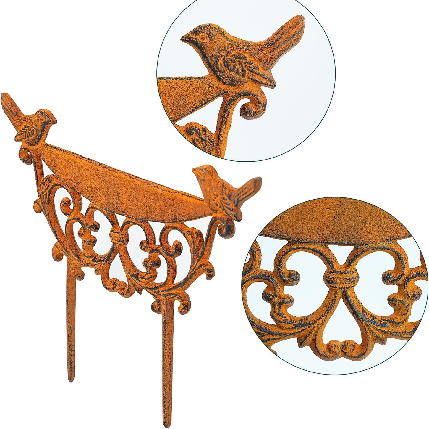 Sungmor 9.9 x 11.8 Inch Rustic Brown Cast Iron Garden Border Edging, 4 Count