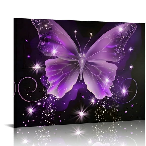 Butterfly Stars Magic Art Modern Canvas Prints Wall Art Home Decor Gift Idea 16x12in